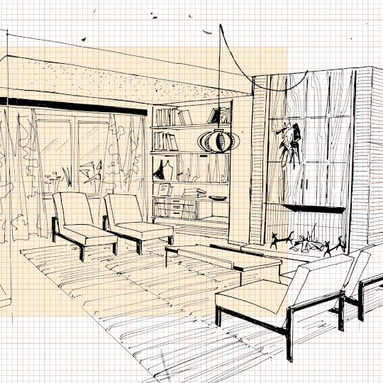 Boceto de diseño de sala de estar